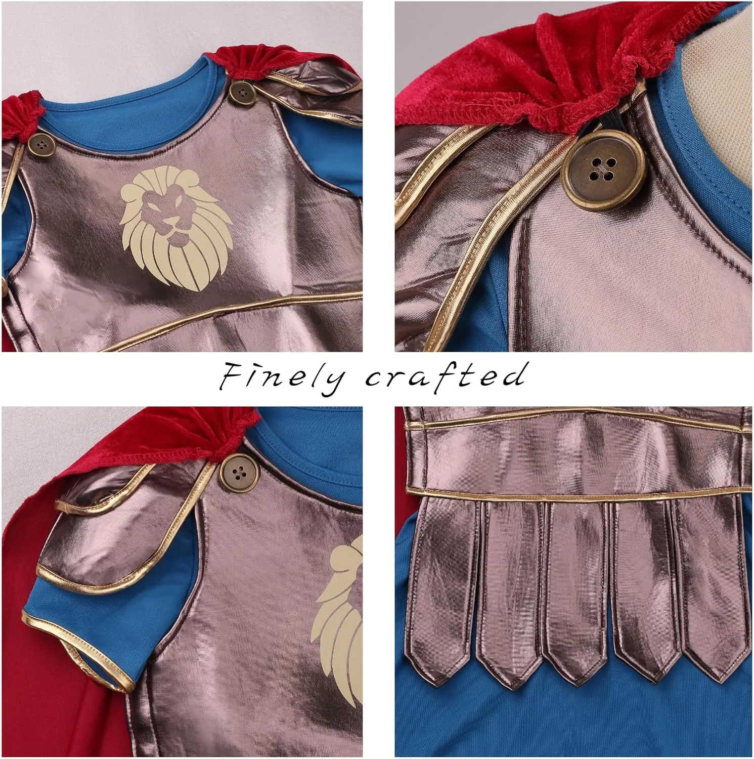 LMYOVE Roman Warrior Costume for Kids, Medieval Gladiator Costume Boy, Spartan Soldier Knight Costume for Halloween Role Play