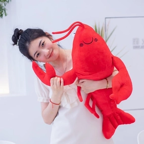 Lobster Plush Stuffed Animal Lobster Plush Toy Lobster Pillow Suitable for Christmas and Birthday with Huggable Gifts (Red-Medium)