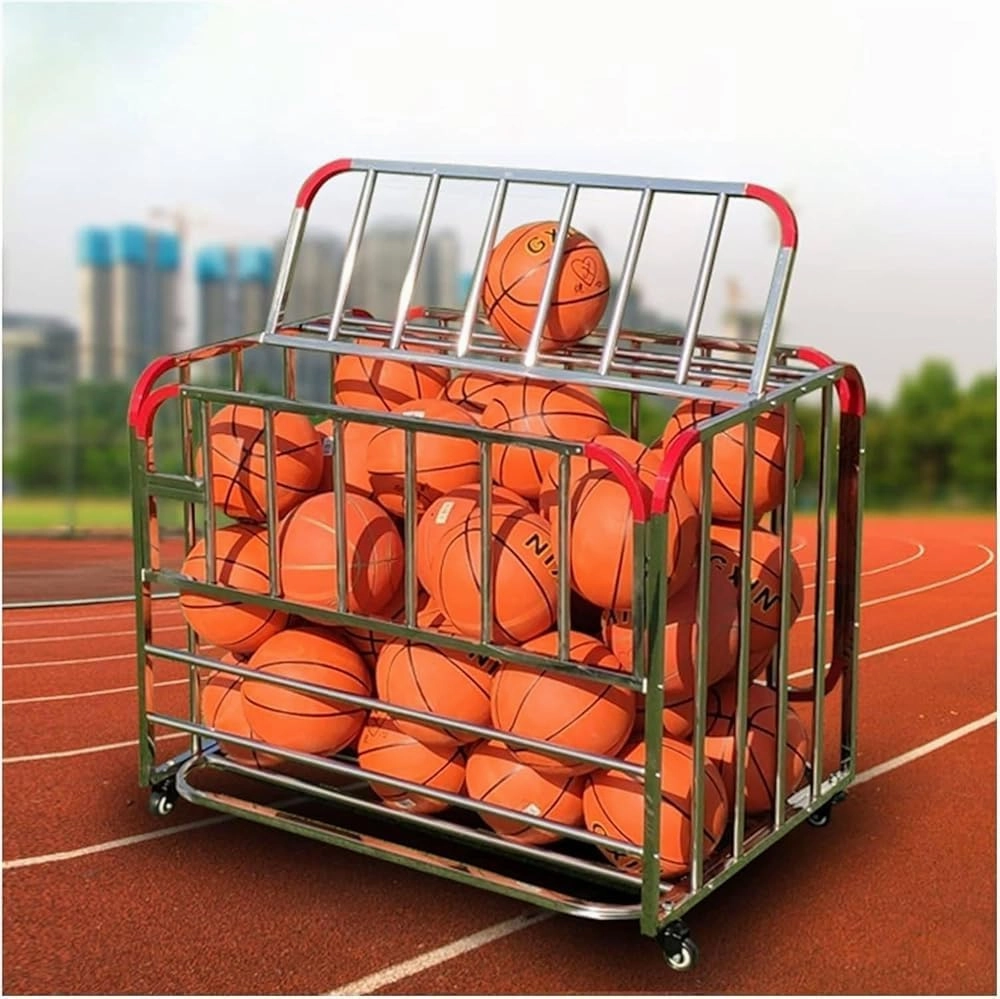 Lockable Roller Design Sports Ball Storage cart Gym Ball Equipment Storage cart Football Basketball Volleyball Universal Storage Rack