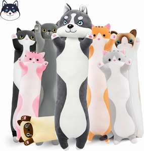 Long Husky Plush Pillow, 51.1in Cute Dog Plushie Stuffed Animals Body Pillow, Kawaii Husky Soft Plushie Doll Toy Birthday Gift for Kids Girlfriend