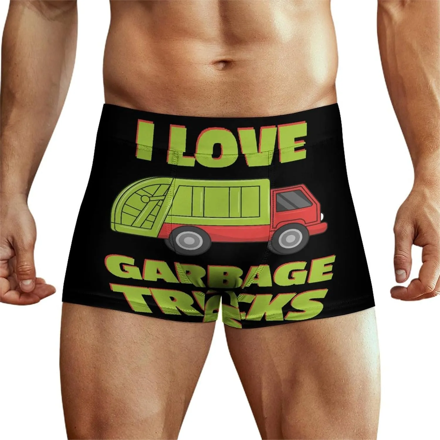Love Garbage Truck Men's Underwear Boxer Briefs Lightweight Soft Breathable