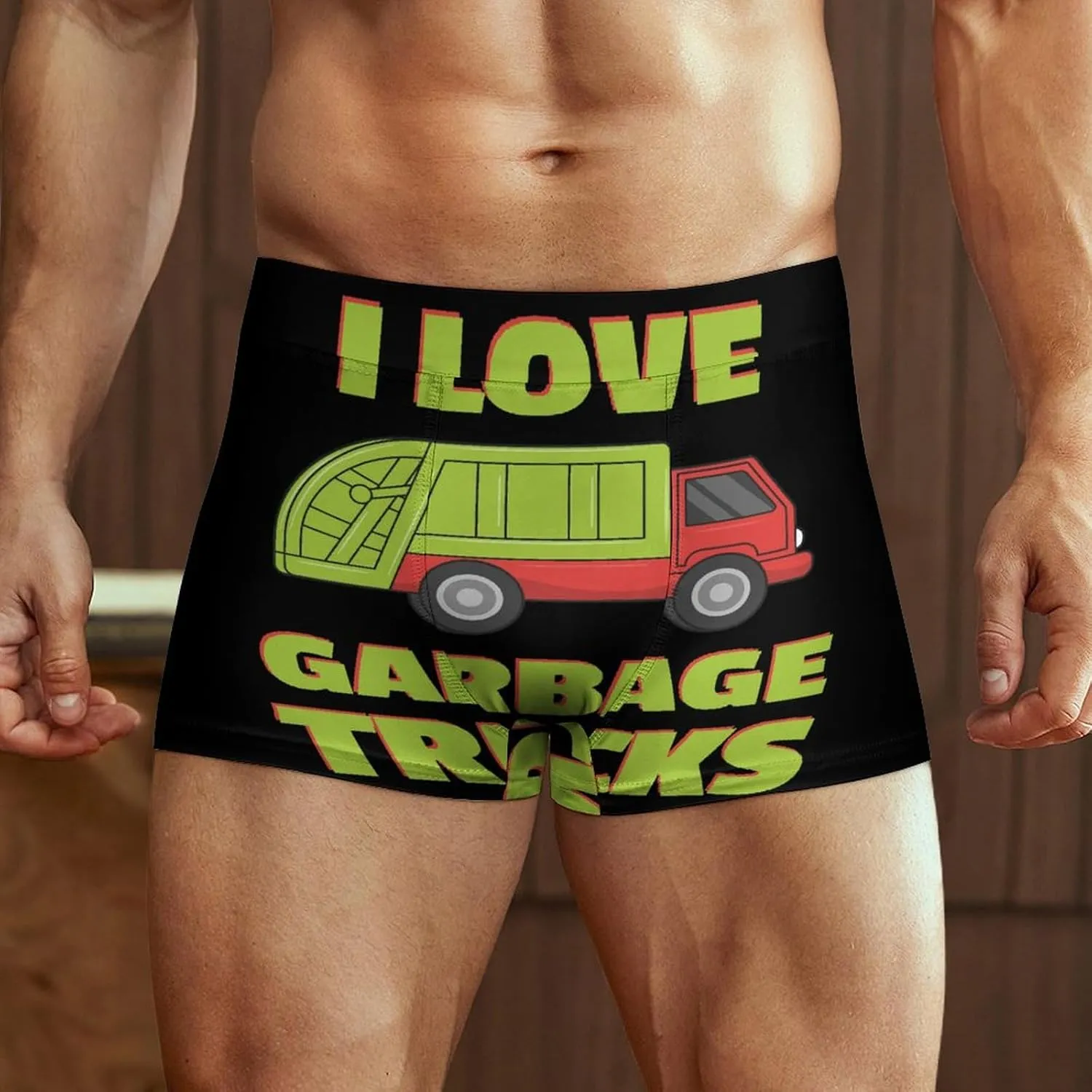 Love Garbage Truck Men's Underwear Boxer Briefs Lightweight Soft Breathable