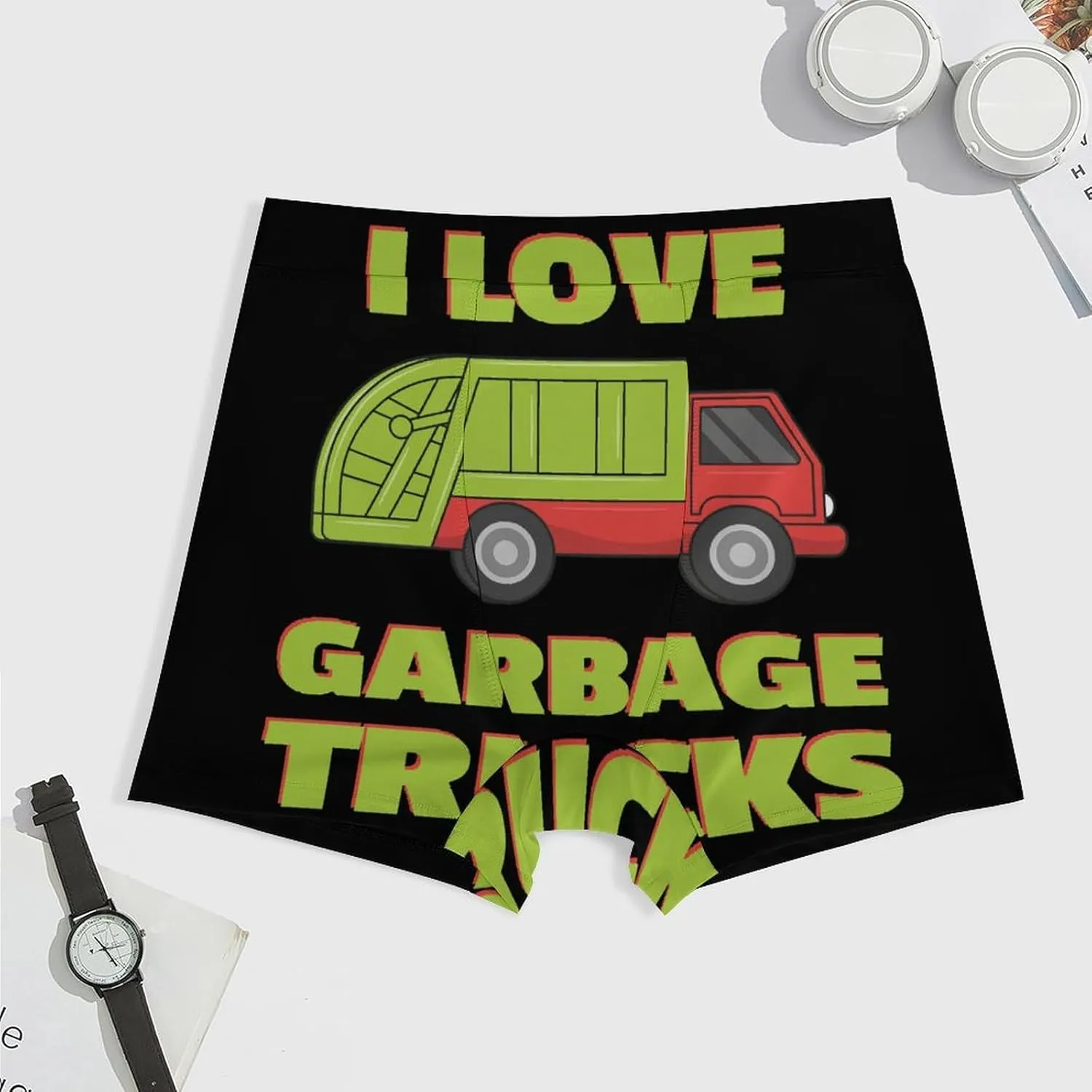 Love Garbage Truck Men's Underwear Boxer Briefs Lightweight Soft Breathable
