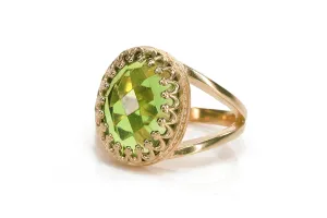 Lovely 14k Rose Gold Ring - Peridot Ring with 14k Rose Gold-filled Band - Artisan Peridot Jewelry for Women - Birthstone for Parties, Anniversaries, Birthdays - Handmade Jewelry