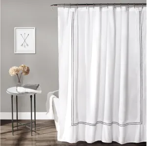 Lush Decor Hotel Collection Shower Curtain Fabric Minimalist Plain Style Bathroom Design, 72" x 72", White and Gray