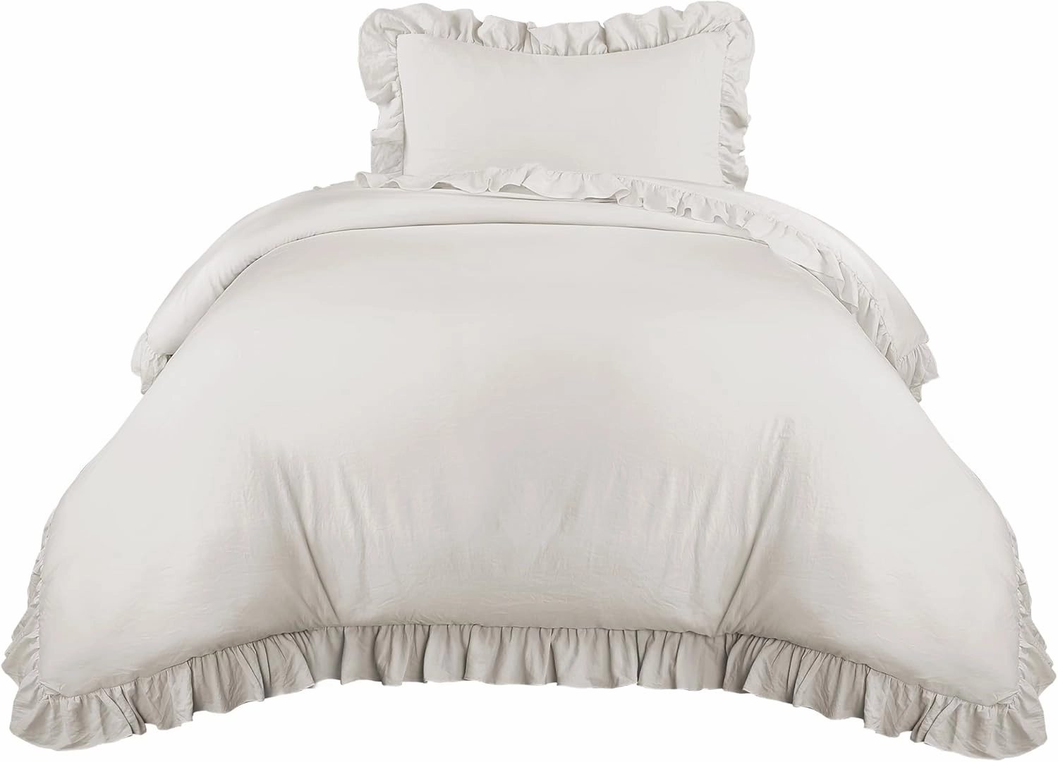 Lush Decor - Comforter Set, Soft Ruffled Bedding with Matching Sham, Cozy Essentials, Elegant Bedroom Decor (Reyna White, Twin XL)