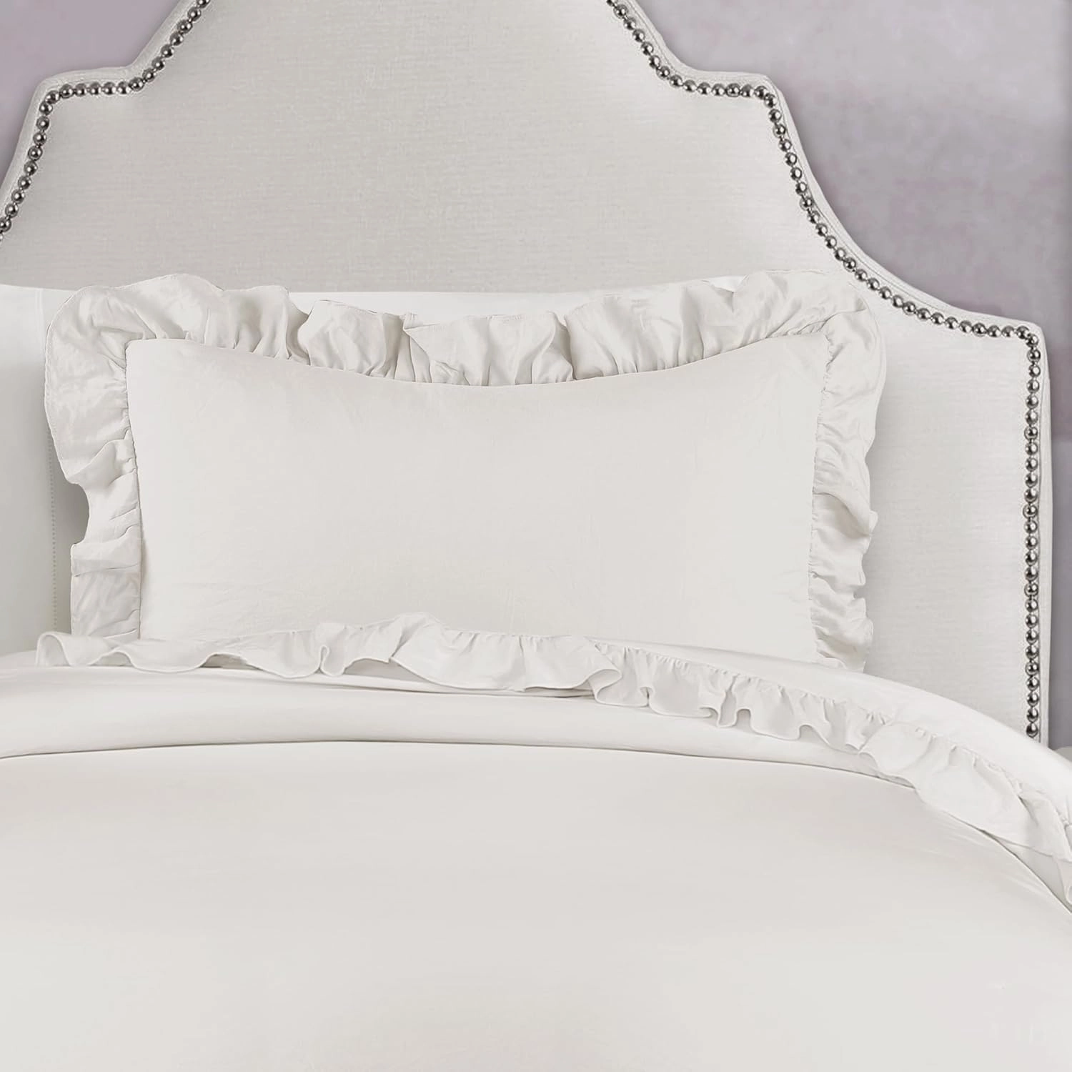 Lush Decor - Comforter Set, Soft Ruffled Bedding with Matching Sham, Cozy Essentials, Elegant Bedroom Decor (Reyna White, Twin XL)