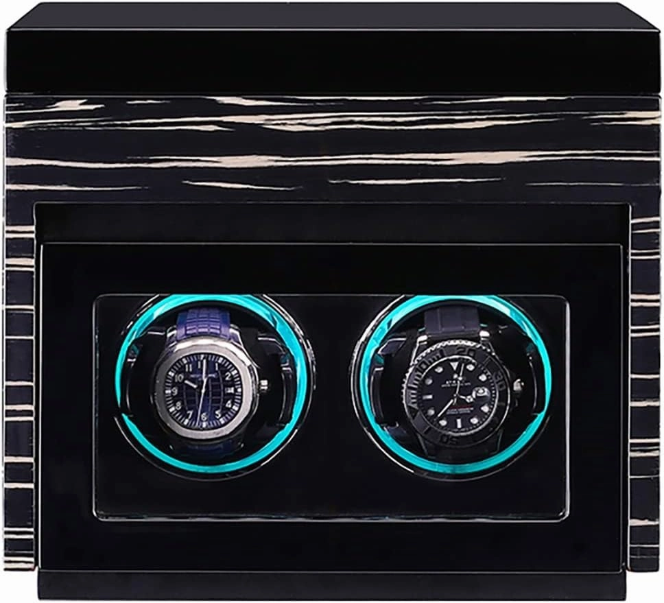 Luxury Watch Winder Automatic Watch with Led Light with Silent Motor and 5 Rotation Positions Pu-Leather Super-Silent Winder Suitable for All Automatic and Mechanical Watches,A-2 4