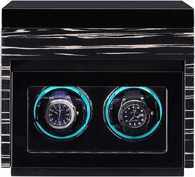 Luxury Watch Winder Automatic Watch with LED Light with Silent Motor and 5 Rotation Positions PU-Leather Super-Silent Winder Suitable for All Automatic and Mechanical Watches (A 2 