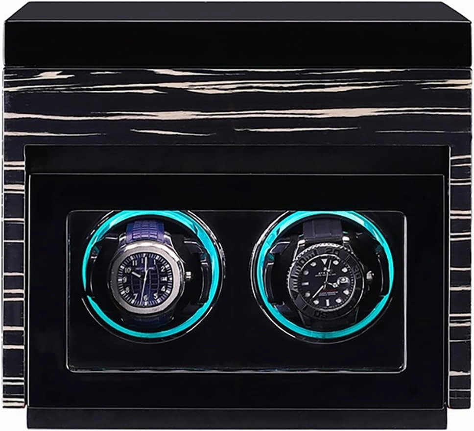 Luxury Watch Winder Automatic Watch with LED Light with Silent Motor and 5 Rotation Positions PU-Leather Super-Silent Winder Suitable for All Automatic and Mechanical Watches (A 2 