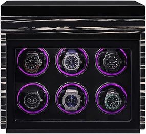 Luxury Watch Winder Automatic Watch with LED Light with Silent Motor and 5 Rotation Positions PU-Leather Super-Silent Winder Suitable for All Automatic and Mechanical Watches (Size : 8 8)