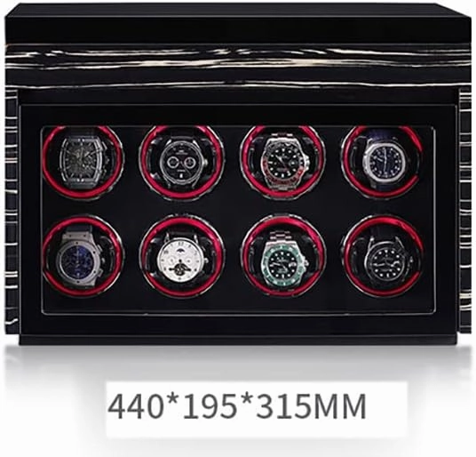 Luxury Watch Winder Automatic Watch with LED Light with Silent Motor and 5 Rotation Positions PU-Leather Super-Silent Winder Suitable for All Automatic and Mechanical Watches (Size : 8 8)