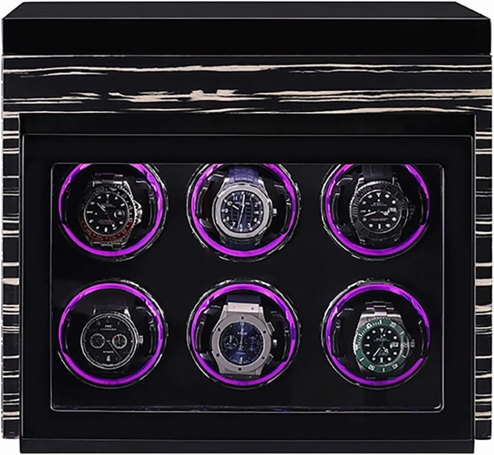 Luxury Watch Winder Automatic Watch with LED Light with Silent Motor and 5 Rotation Positions PU-Leather Super-Silent Winder Suitable for All Automatic and Mechanical Watches (Size : 8 8)