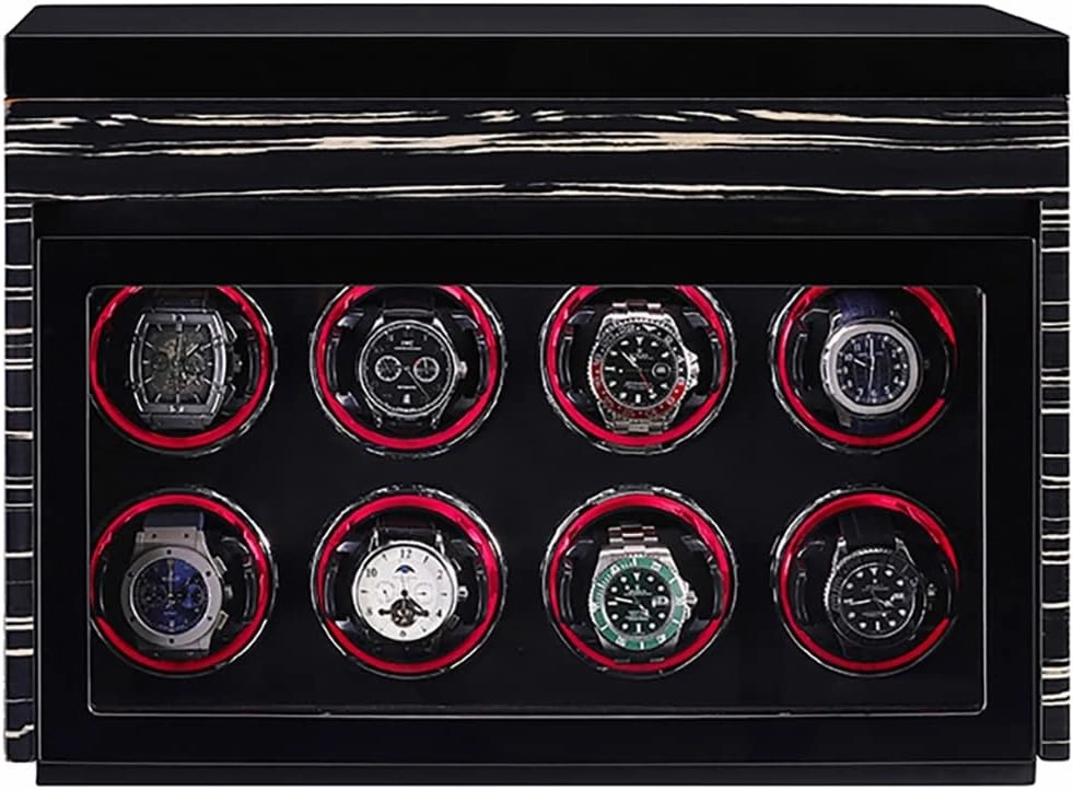 Luxury Watch Winder Automatic Watch with LED Light with Silent Motor and 5 Rotation Positions PU-Leather Super-Silent Winder Suitable for All Automatic and Mechanical Watches