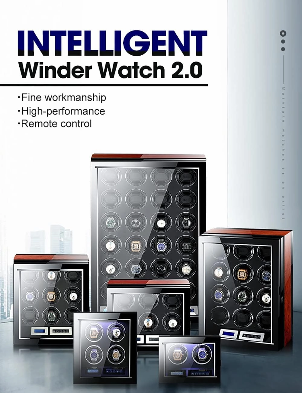 Luxury Watch Winder Watches With Remote Control LCD Touch Screen LED Illumination Watches Display Box Rotation Mode Setting Quiet Motor Watches Box (24 0)