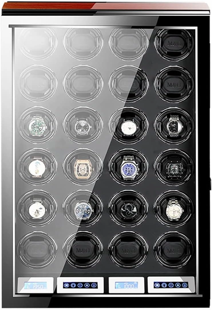 Luxury Watch Winder Watches With Remote Control LCD Touch Screen LED Illumination Watches Display Box Rotation Mode Setting Quiet Motor Watches Box (24 0)