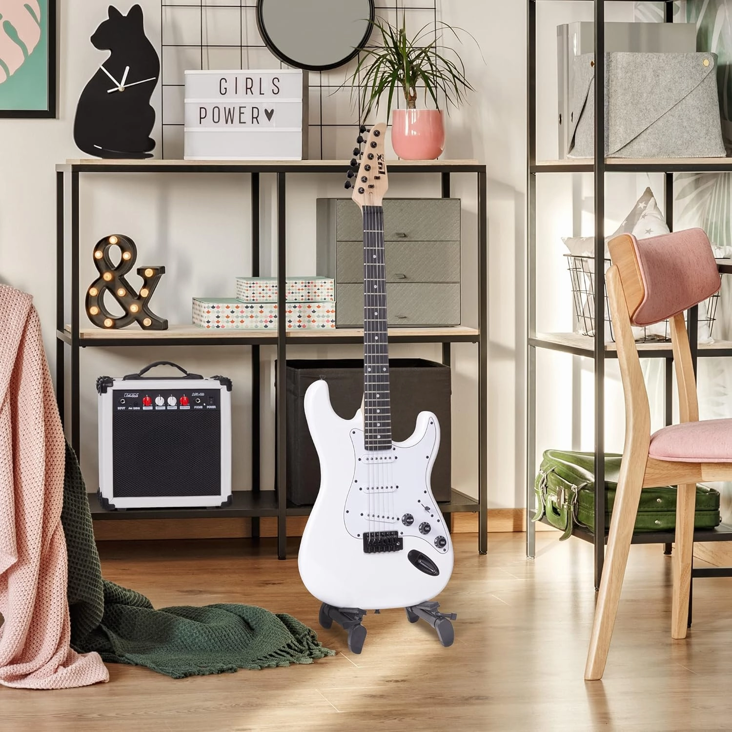 LyxPro CS 39” Electric Guitar Kit for Beginner, Intermediate & Pro Players with Guitar, Amp Cable, 6 Picks & Learner’s Guide | Solid Wood Body, Volume/Tone Controls, 5-Way Pickup - White