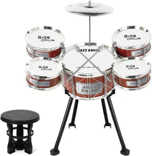 M SANMERSEN Kids Drum Set Jazz Drum Kit 8 Piece for Toddler Educational Percussion Musical Instruments Drum Toy Playset Xmas Gift for Boys Girls - Red