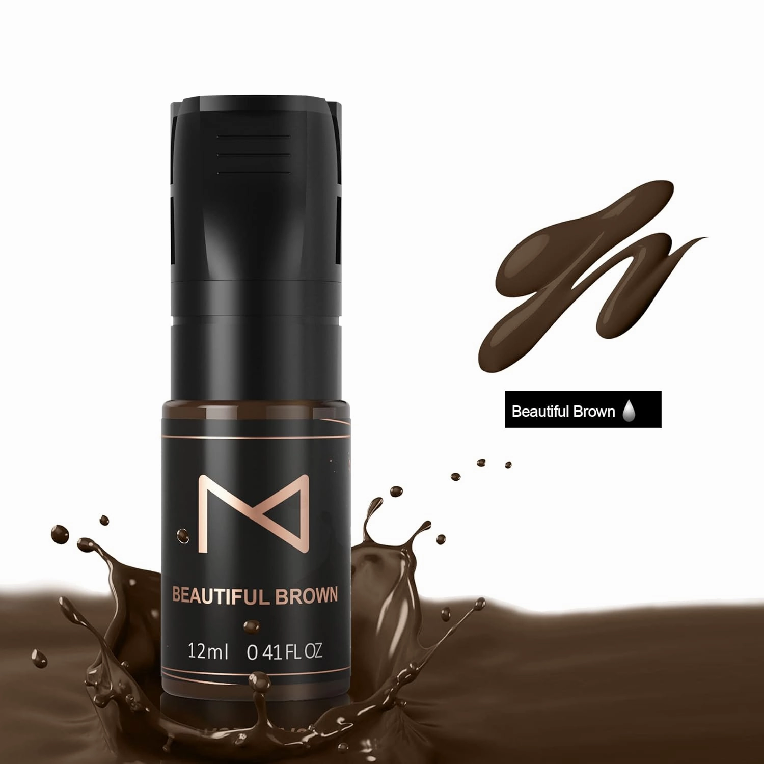 M Cosmetic LIQUID Pigment For Eyebrow Powder Brows, Nano Brow, Shading Permanent Makeup, Microblading - Machine Use - No Mixing - For Professionals Only -12ml (Beautiful Brown)