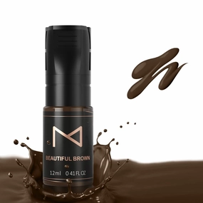 M Cosmetic LIQUID Pigment For Eyebrow Powder Brows, Nano Brow, Shading Permanent Makeup, Microblading - Machine Use - No Mixing - For Professionals Only -12ml (Beautiful Brown)