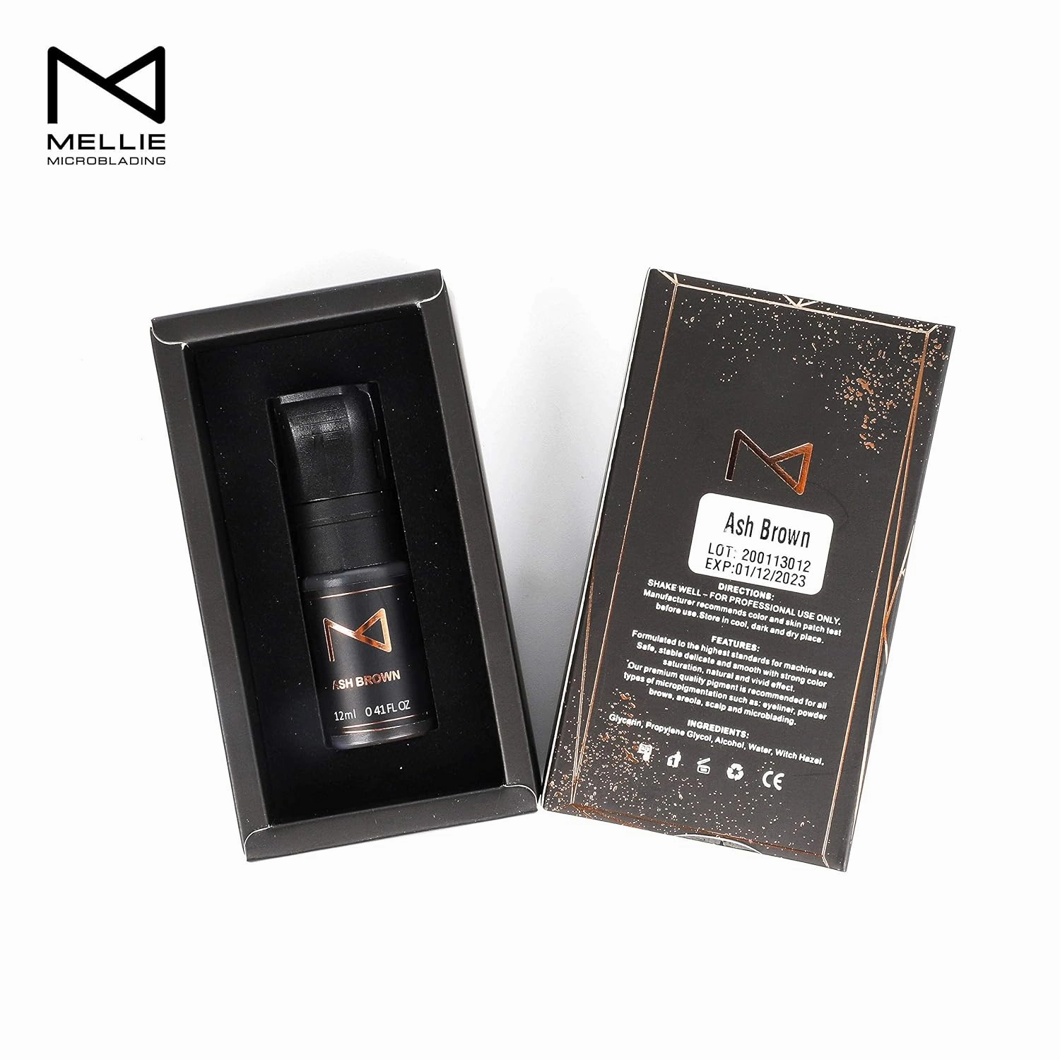 M Cosmetic LIQUID Pigment for Eyebrows/Brows Machine Use – Permanent Makeup Tattoo Ink Supplies Color Set 12ml (Ash Brown)