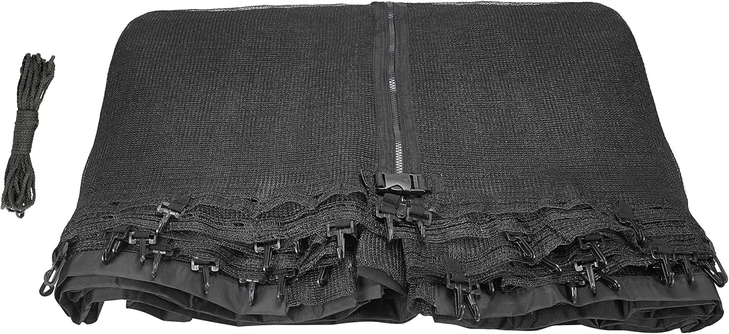 Machrus Upper Bounce Trampoline Net Replacement 8FT 10FT 11FT 12FT 13FT 14FT 15FT 17FT- Safety Net for Top-Ring Flex Enclosure System Curved Poles Round Trampoline
