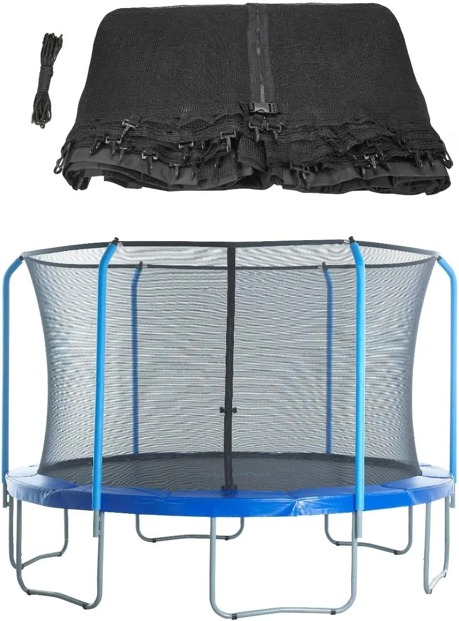 Machrus Upper Bounce Trampoline Net Replacement 8FT 10FT 11FT 12FT 13FT 14FT 15FT 17FT- Safety Net for Top-Ring Flex Enclosure System Curved Poles Round Trampoline