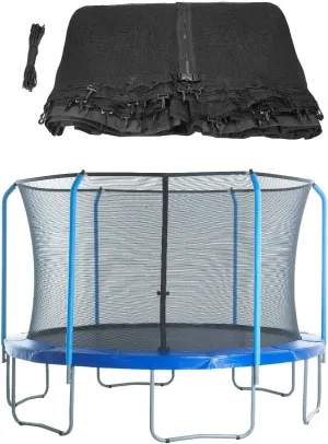 Machrus Upper Bounce Trampoline Net Replacement 8FT 10FT 11FT 12FT 13FT 14FT 15FT 17FT- Safety Net for Top-Ring Flex Enclosure System Curved Poles Round Trampoline
