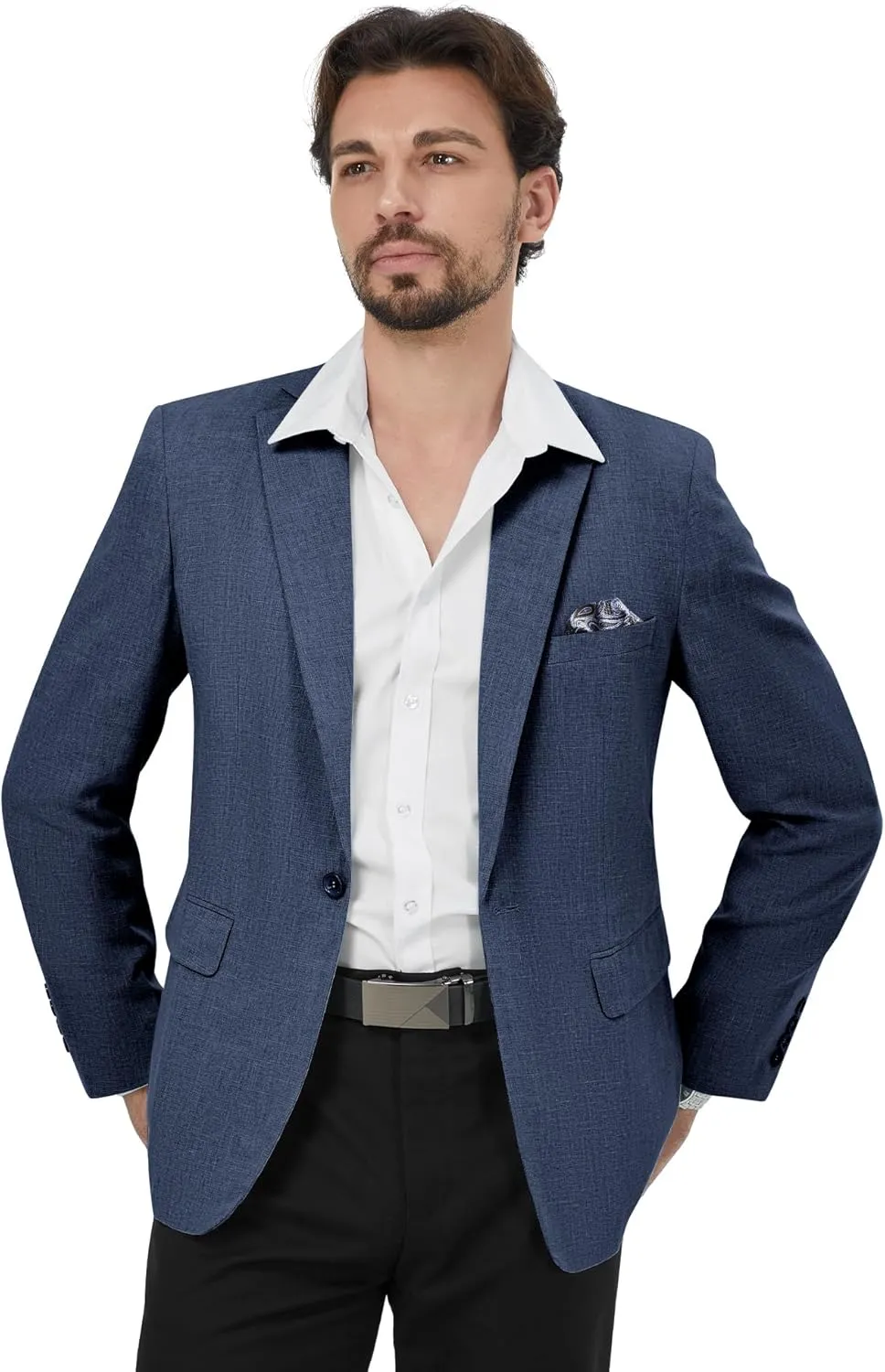 MAGE MALE Men's Slim Fit Blazer Jackets Suit One Button Lightweight Sport Coats Casual Blazer