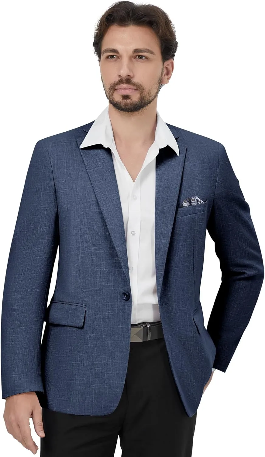 MAGE MALE Men's Slim Fit Blazer Jackets Suit One Button Lightweight Sport Coats Casual Blazer