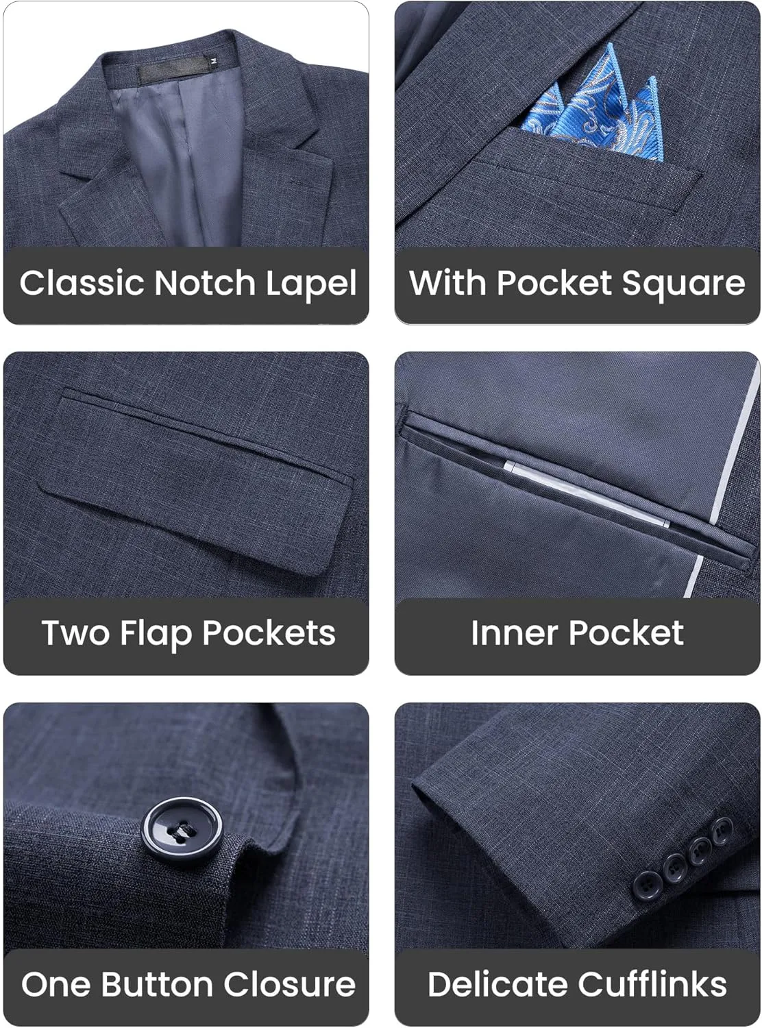MAGE MALE Men's Slim Fit Blazer Jackets Suit One Button Lightweight Sport Coats Casual Blazer