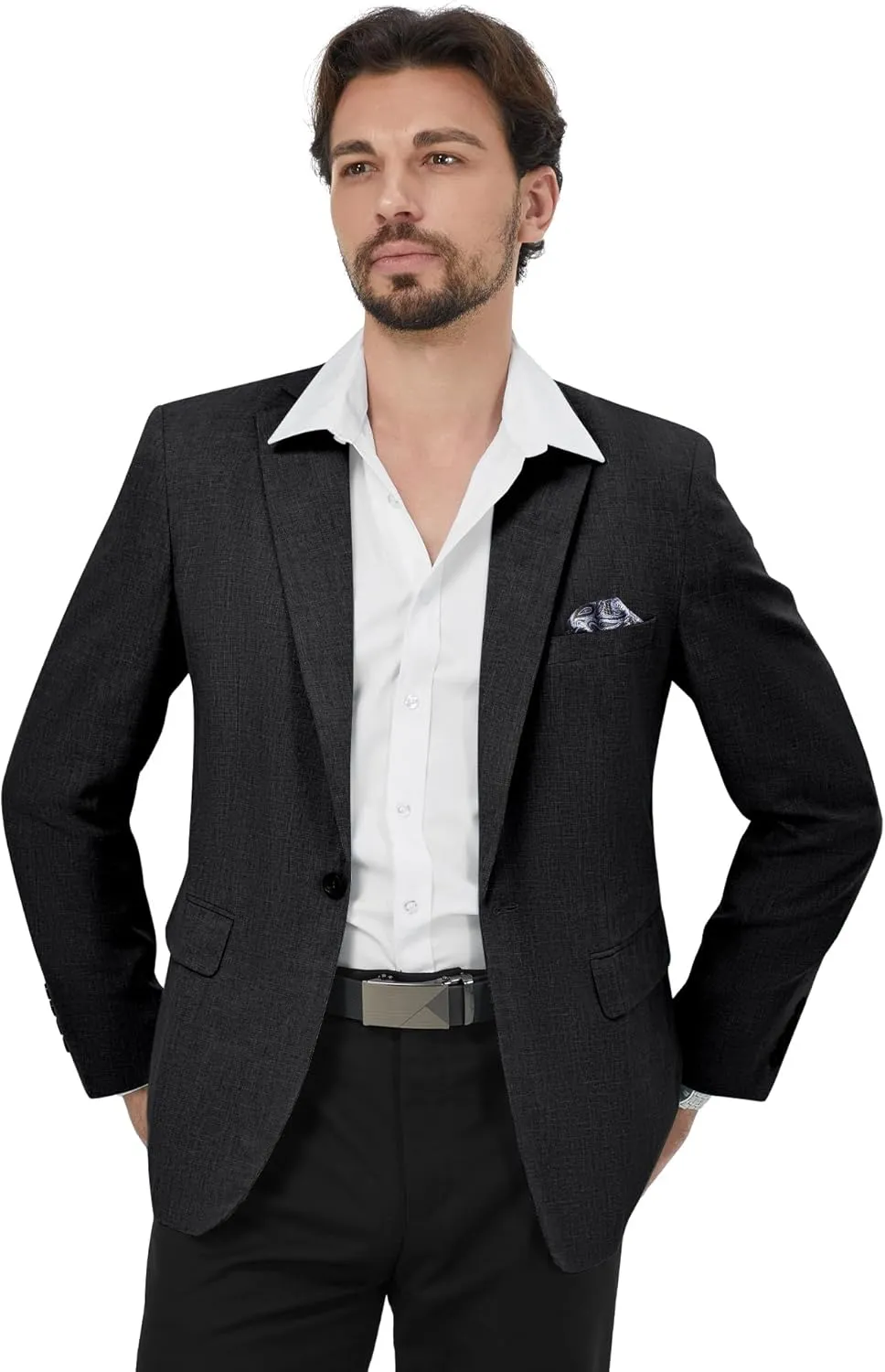 MAGE MALE Men's Slim Fit Blazer Jackets Suit One Button Lightweight Sport Coats Casual Blazer
