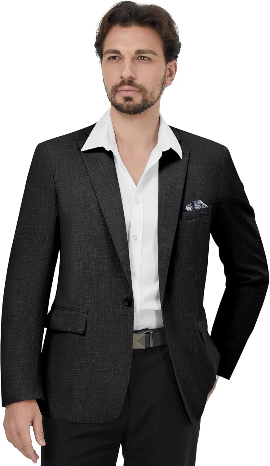 MAGE MALE Men's Slim Fit Blazer Jackets Suit One Button Lightweight Sport Coats Casual Blazer
