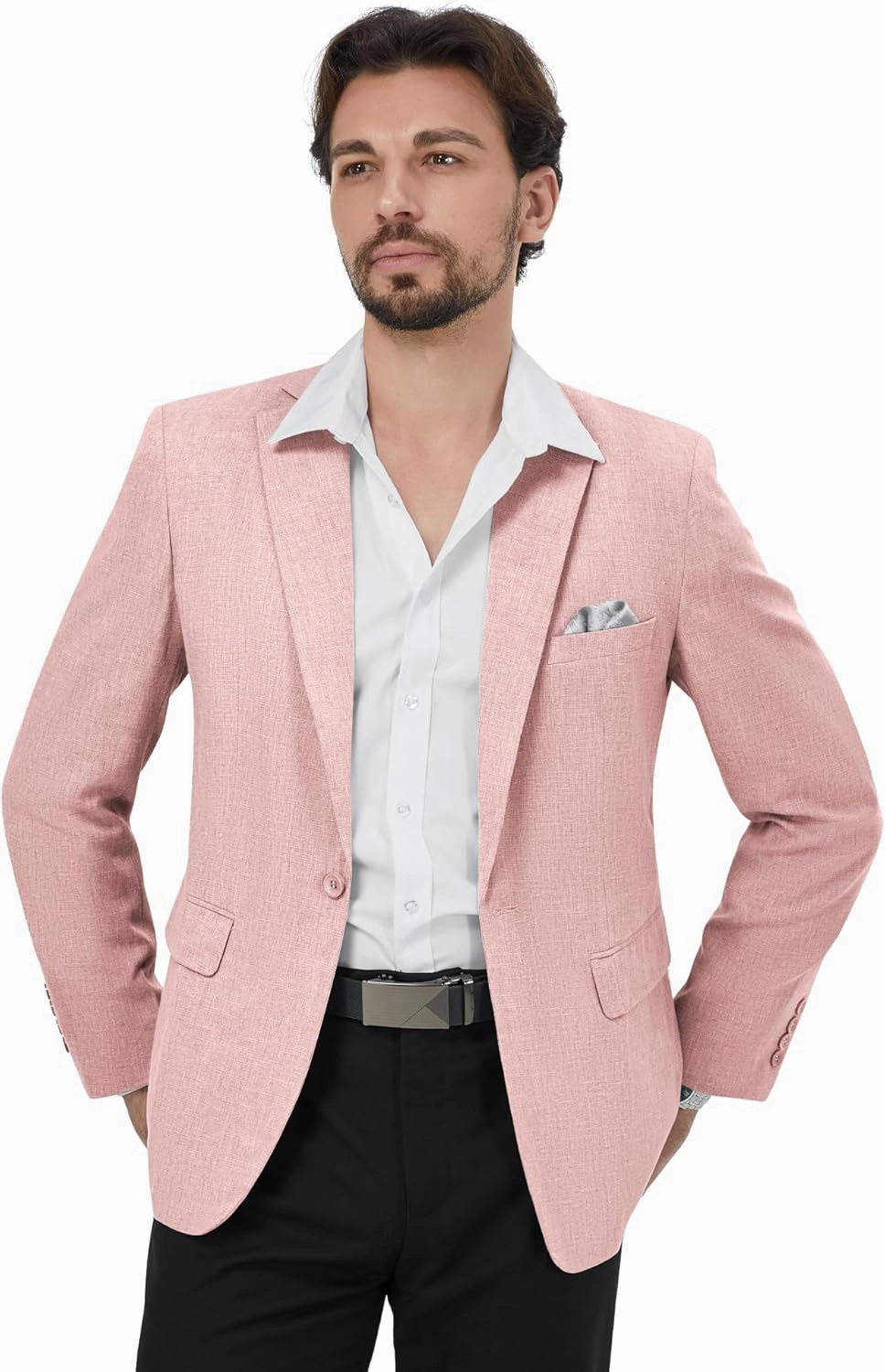 MAGE MALE Men's Slim Fit Blazer Jackets Suit One Button Lightweight Sport Coats Casual Blazer