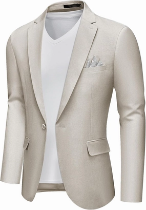 MAGE MALE Men's Slim Fit Blazer Jackets Suit One Button Lightweight Sport Coats Casual Blazer