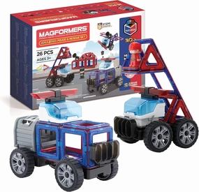 Magformers Amazing Police and Rescue 26Pc Set | Magnetic Tiles for STEM Development and Critical Thinking | Magnetic Blocks and Building Tiles to Develop Problem-Solving Ability and Shape Recognition