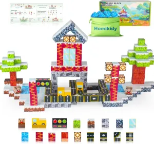 Magnetic Blocks - 100 PCS Build Magnet World Road Transport House Frozen Edtion - Montessori Sensory STEM Preschool Outdoor Toddler Toys, Christmas Birthday Gifts for 3  Years Old Boys & Girls