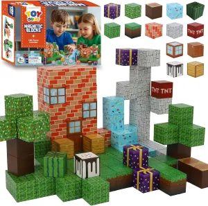 Magnetic Blocks, 108 Pcs Build Mine World Magnet Building Blocks Set for Kids Age 3  Year Old Boys Girls, Magnetic Construction Building Toy for Toddler