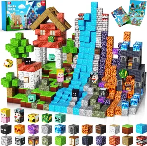 Magnetic Building Blocks - 150PCS Magnet Block Cubes Dark Hell Forest Castle, STEM Toy Building Sets for Kids Age 3 , Montessori Stacking Construction Toys Easter Gift for Boys Girls Age 4-8, 8-12