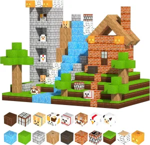 Magnetic Building Blocks, Pack of 160 Mine World Magnetic Blocks, Build My World Set Cube for Children Boys Girls Age from 3 Years, STEM Construction Toy
