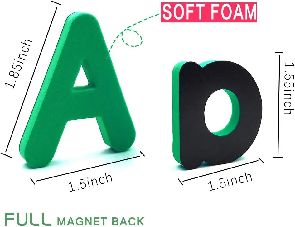 Magnetic EVA Foam Alphabet Letters and Numbers Kits for Toddlers Kids in Fun Educational,Fridge Magnets Toy Set Preschool Learning Spelling Counting 114 PCS (Green)