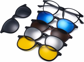 Magnetic 5Pcs Polarized Clip-on Sunglasses Plastic Frame for Night Driving