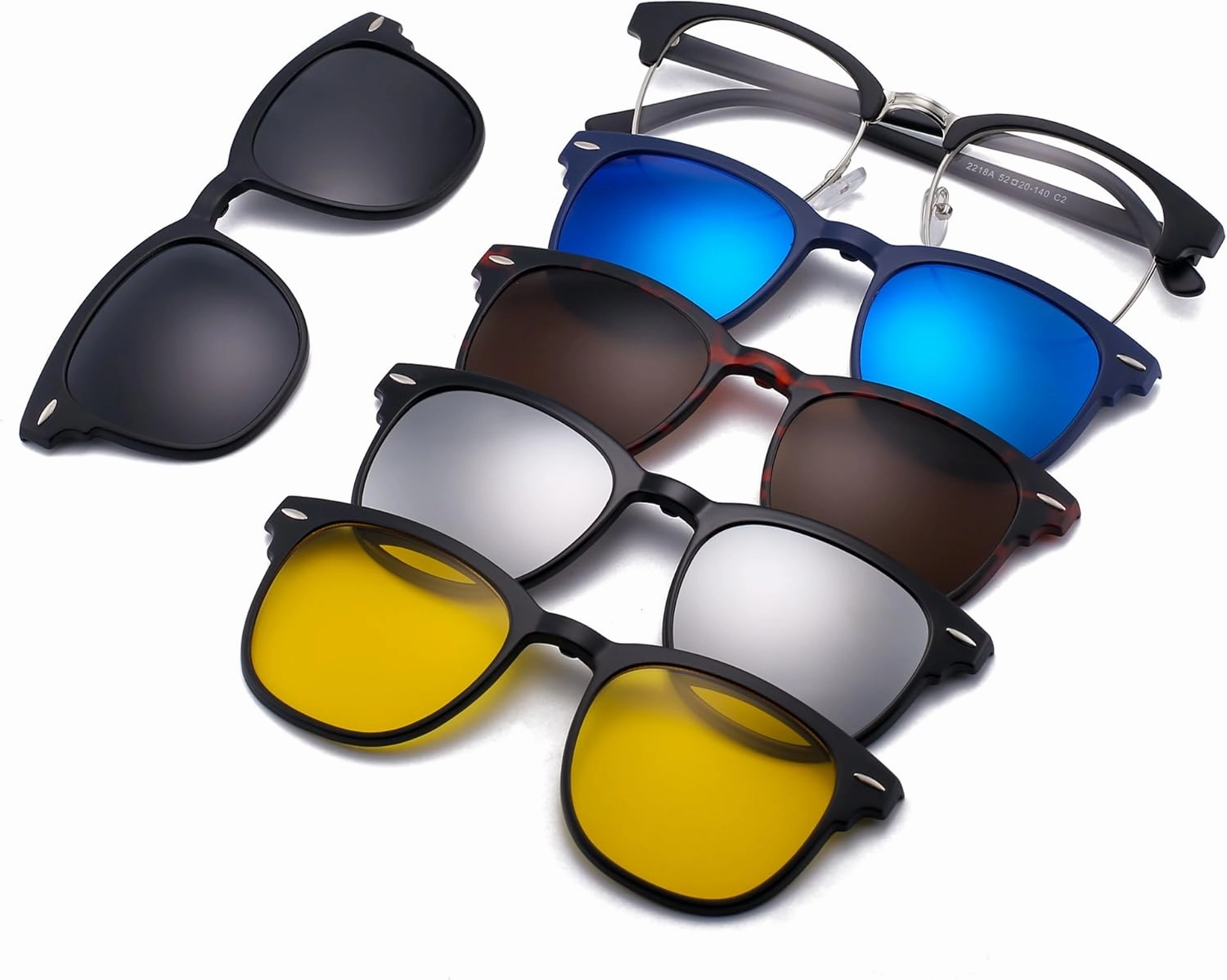 Magnetic 5Pcs Polarized Clip-on Sunglasses Plastic Frame for Night Driving