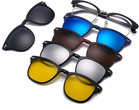 Magnetic 5Pcs Polarized Clip-on Sunglasses Plastic Frame for Night Driving