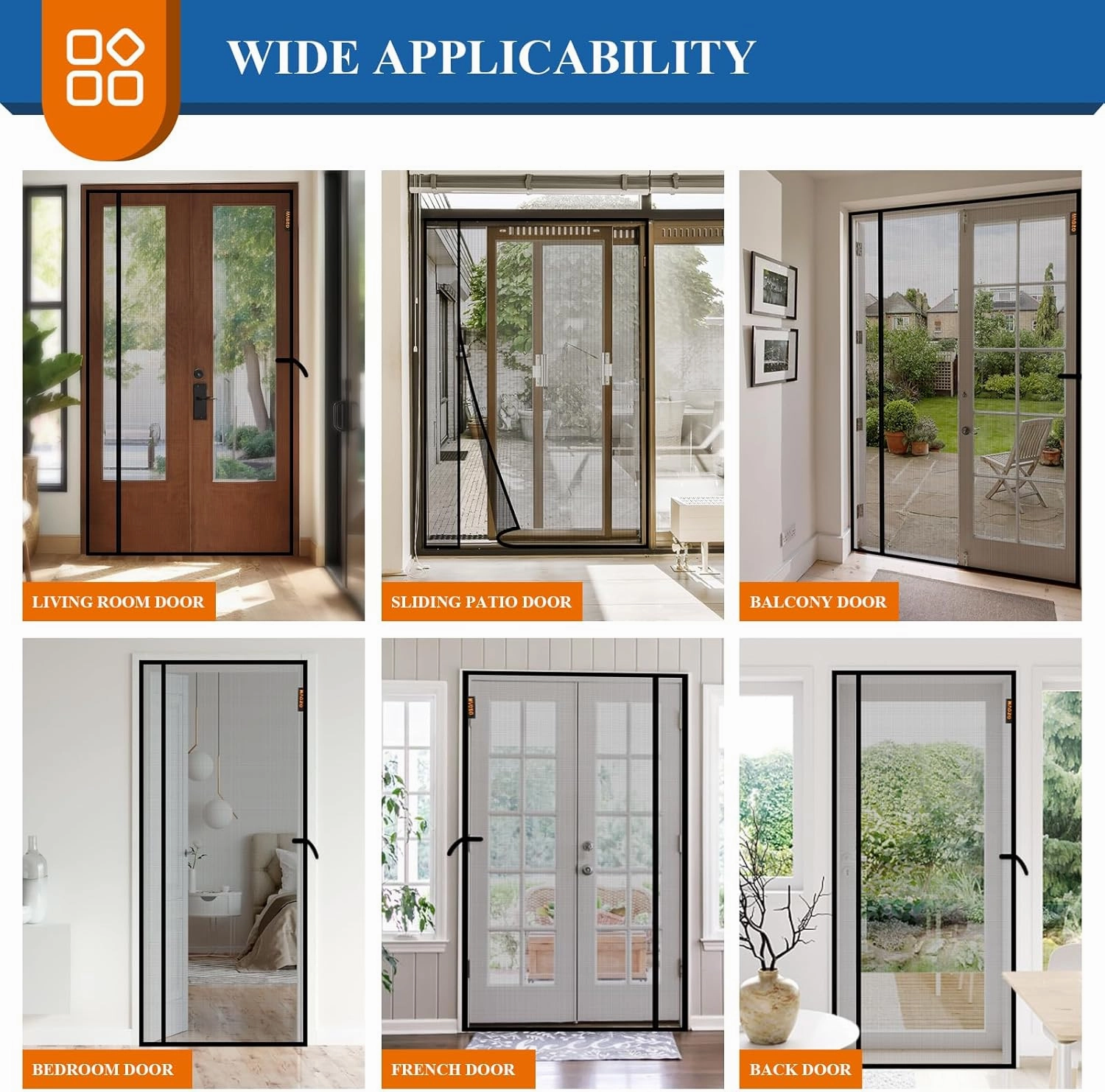 MAGZO Magnetic Screen Door 30'' x 80'', 2025 Model, Reversible Left Right Side Opening, Upgraded Polyester Scratch-Proof, Dog Friendly, Mesh for Single/Entry Doors, Walk Through Auto-Closure, Grey