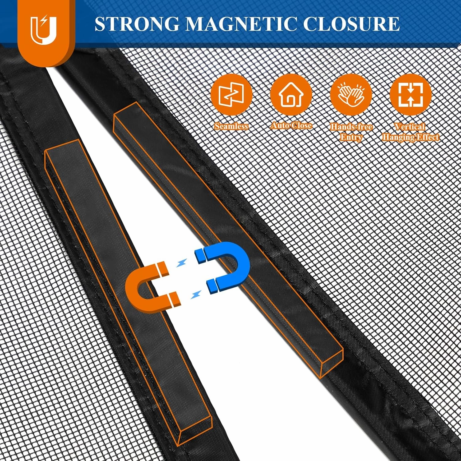 MAGZO Magnetic Screen Door 30'' x 80'', 2025 Model, Reversible Left Right Side Opening, Upgraded Polyester Scratch-Proof, Dog Friendly, Mesh for Single/Entry Doors, Walk Through Auto-Closure, Grey