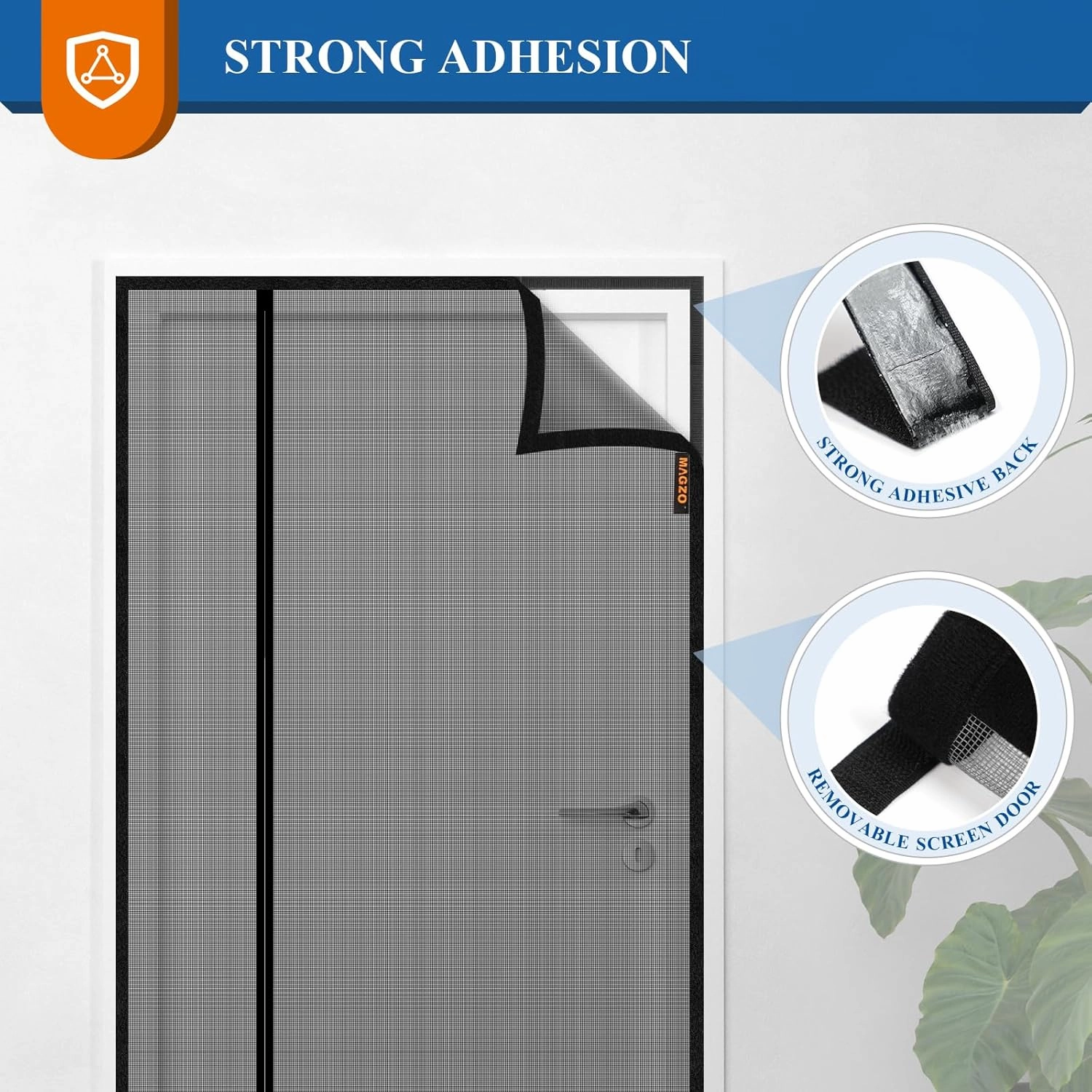 MAGZO Magnetic Screen Door 30'' x 80'', Reversible Left Right Side Opening, Polyester Material Scratch-Proof, Cat Friendly, Hanging Curtain for Front/Back Doors, Apartment/Renter Friendly, Black