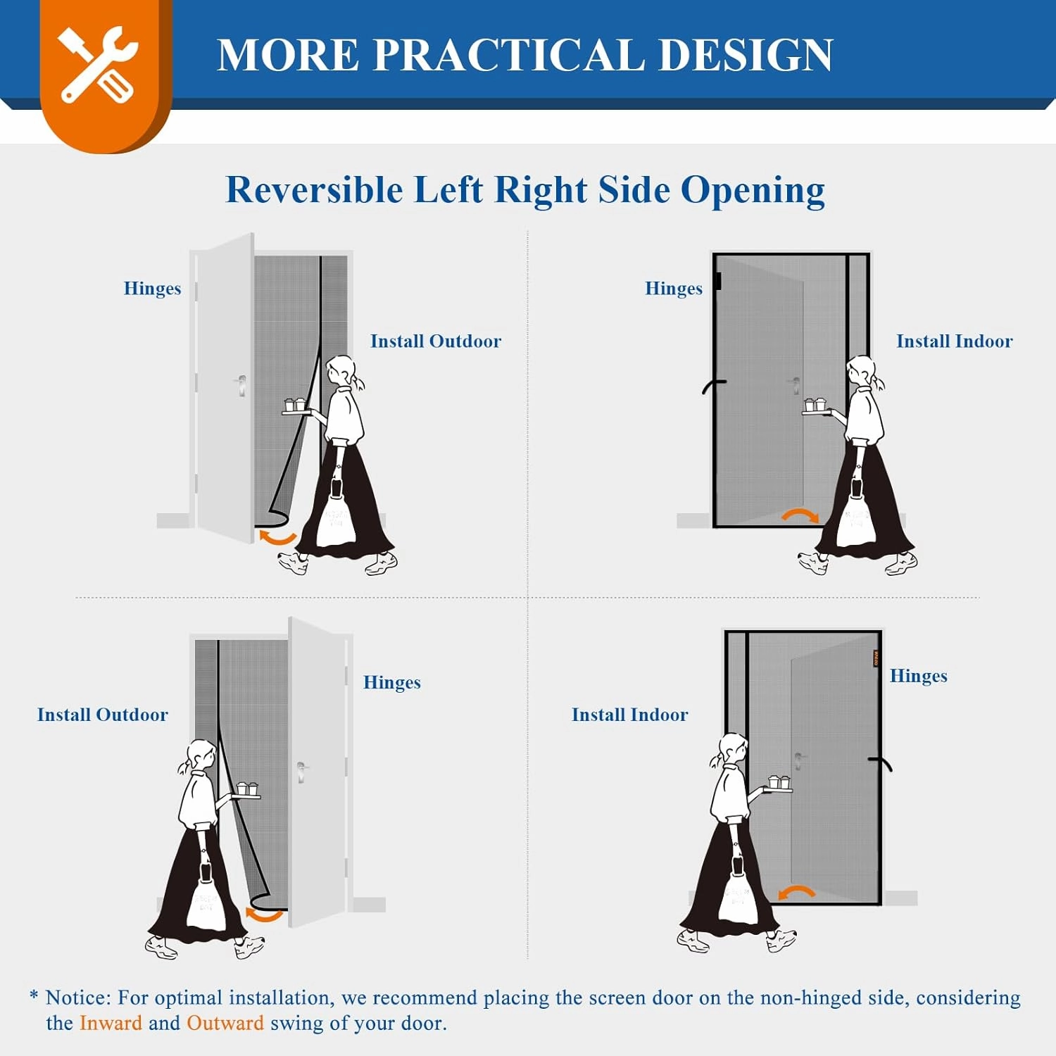 MAGZO Magnetic Screen Door 30'' x 80'', Reversible Left Right Side Opening, Polyester Material Scratch-Proof, Cat Friendly, Hanging Curtain for Front/Back Doors, Apartment/Renter Friendly, Black