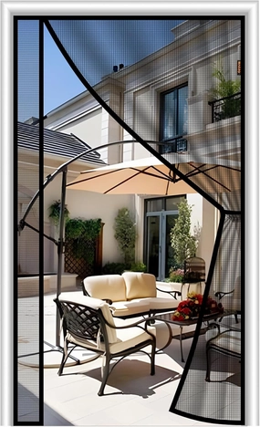MAGZO Magnetic Screen Door 30'' x 80'', Reversible Left Right Side Opening, Polyester Material Scratch-Proof, Cat Friendly, Hanging Curtain for Front/Back Doors, Apartment/Renter Friendly, Black