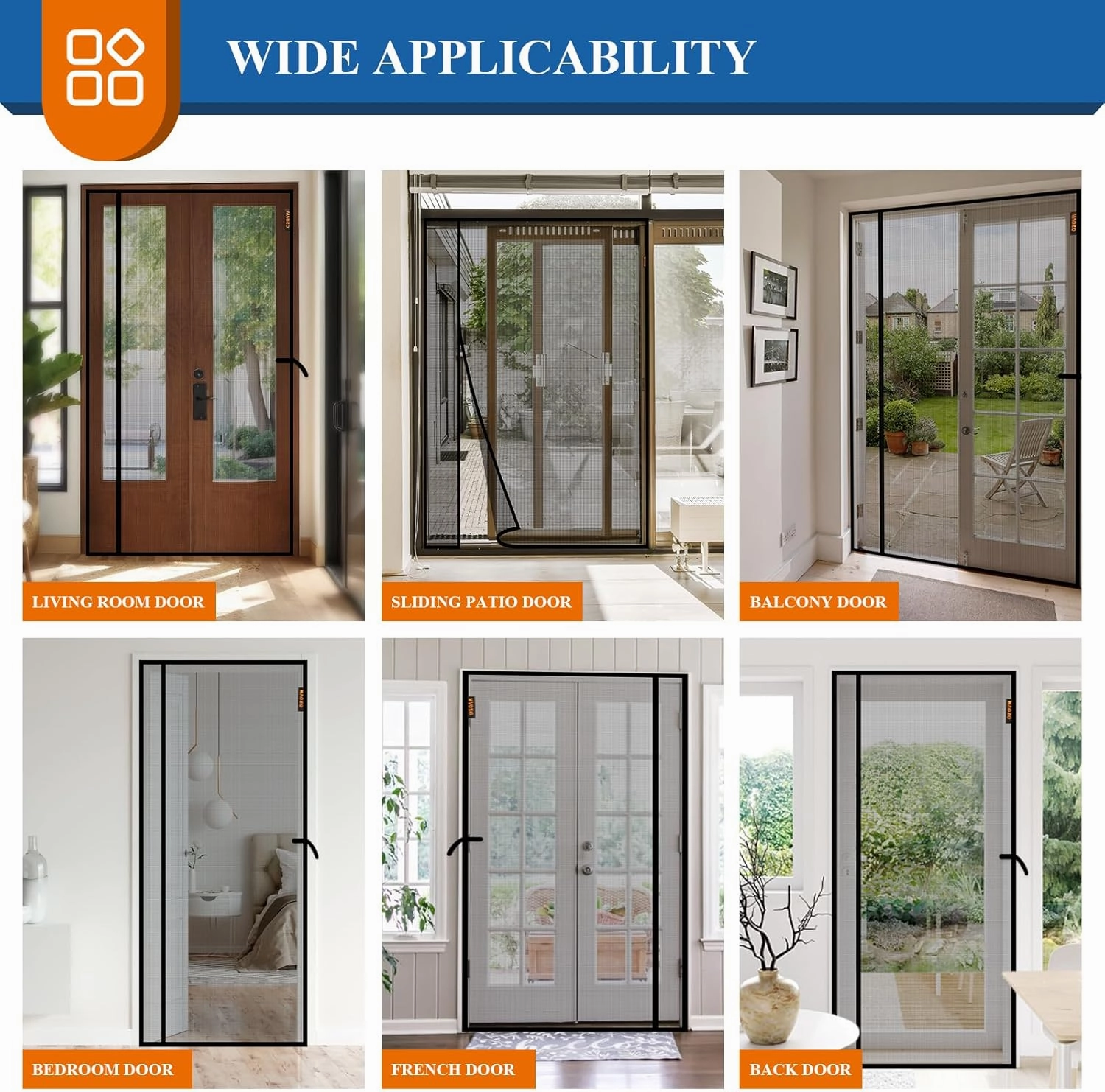 MAGZO Magnetic Screen Door 30'' x 80'', Reversible Left Right Side Opening, Polyester Material Scratch-Proof, Cat Friendly, Hanging Curtain for Front/Back Doors, Apartment/Renter Friendly, Black